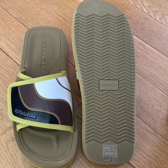 New Coach CA326 Mens Size 11 Light Surplus Sport Colorblock Slides Sandals $179 - Picture 6 of 7